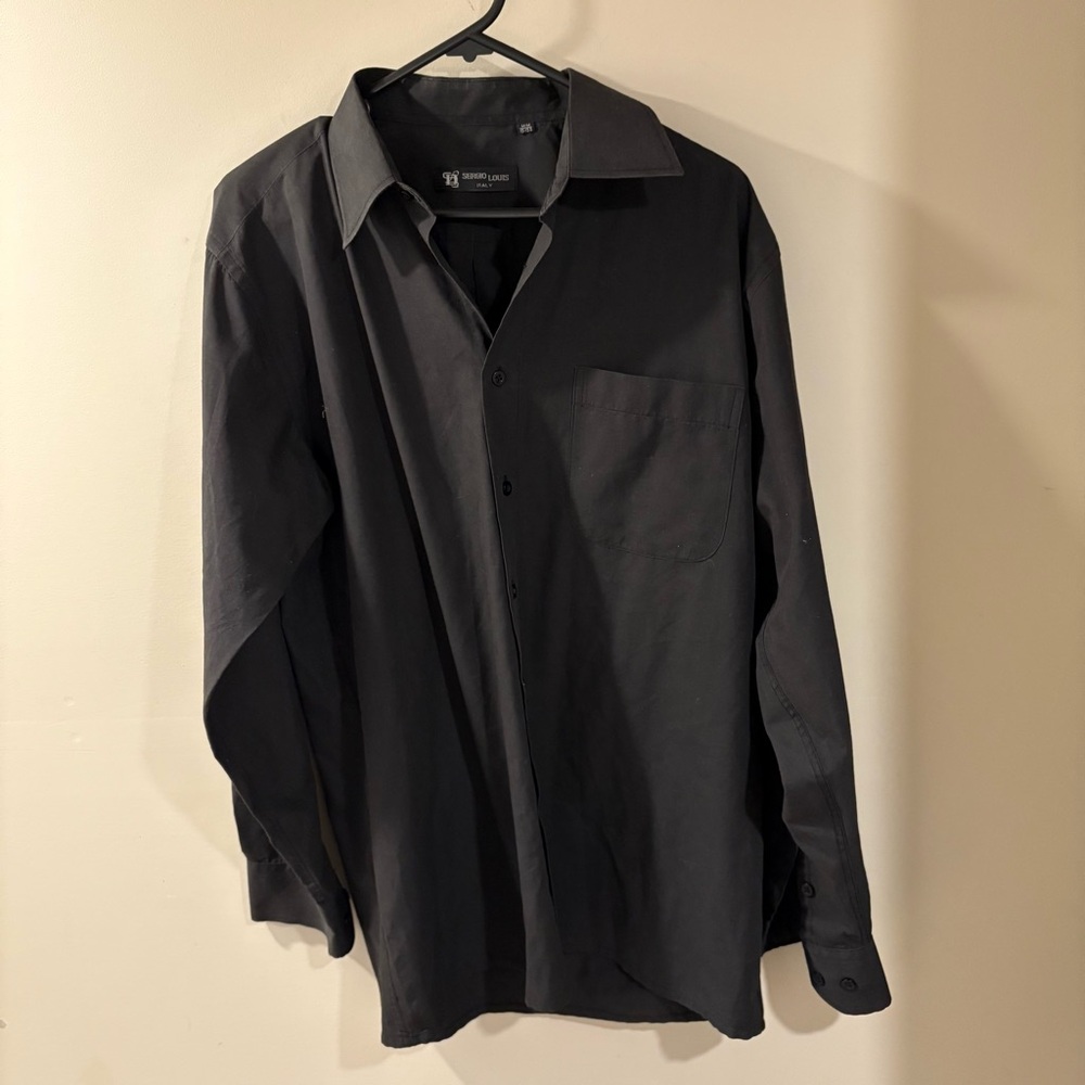 2/$20 Sergio Louis Men's Black Button-Up Shirt Dress Casual Business